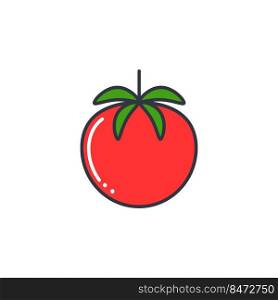 Red tomato color line icon vector illustration. Simple image of vegetable. Single tomato linear logo. Healthy organic food isolated object. Red tomato color line icon vector illustration