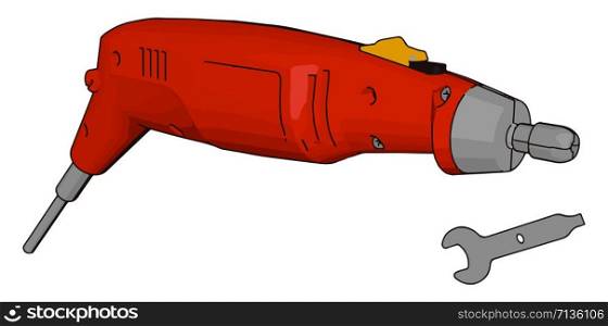 Red tool, illustration, vector on white background.