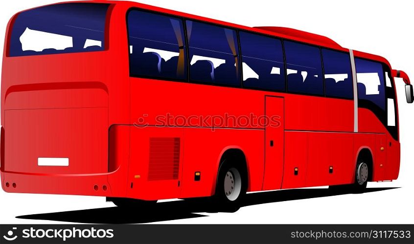 Red Tourist bus. Coach. Vector illustration for designers