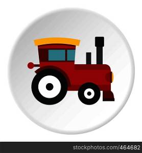 Red toy train icon in flat circle isolated vector illustration for web. Red toy train icon circle