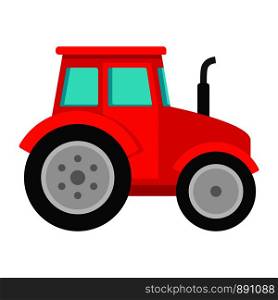 Red tractor icon. Flat illustration of red tractor vector icon for web design. Red tractor icon, flat style