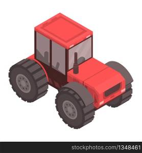 Red tractor icon. Isometric of red tractor vector icon for web design isolated on white background. Red tractor icon, isometric style