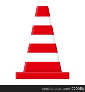Red traffic cone isolated on white background. Cartoon style. Vector illustration for any design.