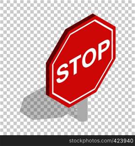 Red traffic stop sign isometric icon 3d on a transparent background vector illustration. Red traffic stop sign isometric icon