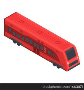 Red train icon. Isometric of red train vector icon for web design isolated on white background. Red train icon, isometric style