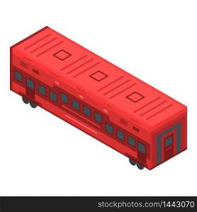Red train wagon icon. Isometric of red train wagon vector icon for web design isolated on white background. Red train wagon icon, isometric style