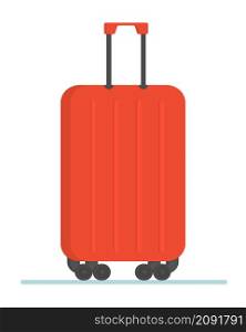 Red travelling baggage suitcase.Flat design style modern vector illustration icons of travel by plane.Isolated on stylish background. Vector illustration.. Red travelling baggage suitcase. Flat design style modern vector illustration icons of travel by plane.