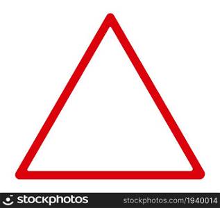 Red triangle sign. Symbol of caution. Attention concept isolated on white background. Red triangle sign. Symbol of caution. Attention concept