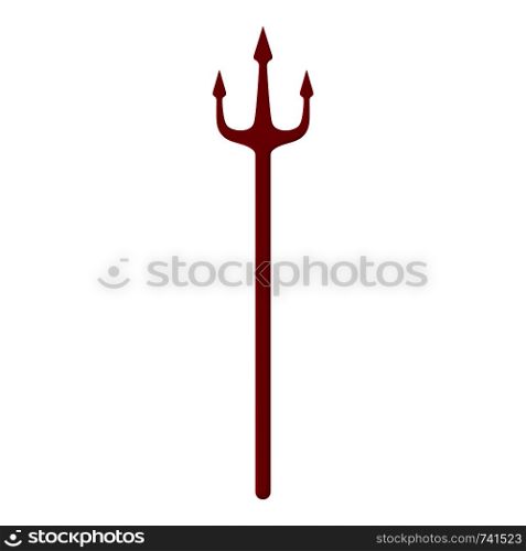 Red trident isolated on white background. Devil, neptune trident. Cartoon style. Clean and modern vector illustration for design, web.