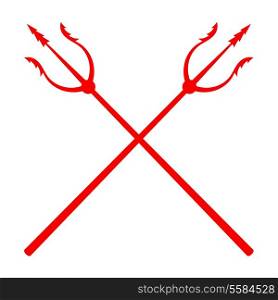 Red tridents on a white background