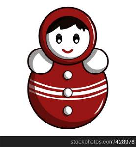 Red tumbler doll icon. Cartoon illustration of red tumbler doll vector icon for web. Red tumbler doll icon, cartoon style