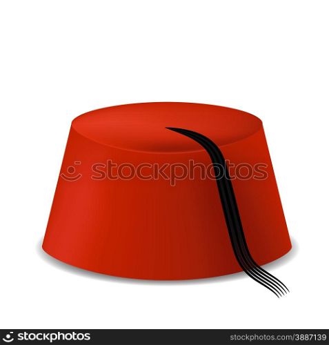 Red Turkish Hat Isolated on White Background. Red Turkish Hat
