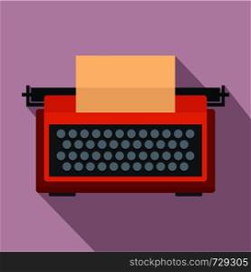 Red typewriter icon. Flat illustration of red typewriter vector icon for web design. Red typewriter icon, flat style