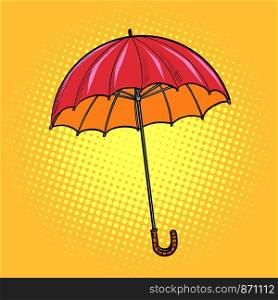 red umbrella. autumn accessory. Pop art retro vector illustration drawing. red umbrella. autumn accessory