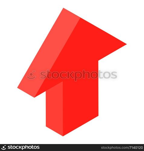 Red up arrow icon. Isometric of red up arrow vector icon for web design isolated on white background. Red up arrow icon, isometric style