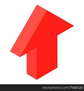 Red up arrow icon. Isometric of red up arrow vector icon for web design isolated on white background. Red up arrow icon, isometric style