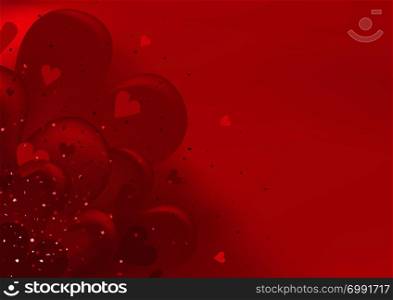 Red Valentine Background with Hearts
