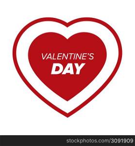 Red Valentine day heart on white background with text. Valentine day heart