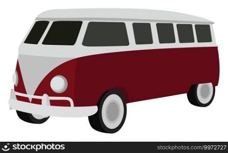 Red van, illustration, vector on white background
