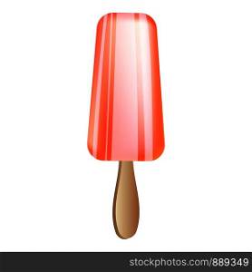 Red vanilla popsicle icon. Cartoon of red vanilla popsicle vector icon for web design isolated on white background. Red vanilla popsicle icon, cartoon style
