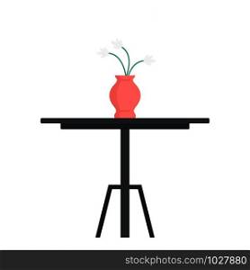 Red vase on table icon. Flat illustration of red vase on table vector icon for web design. Red vase on table icon, flat style