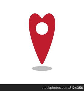 Red Vector location pin icon with heart shape love. Position marker isolated on white background. Pin map design element. Location symbol illustration.. Red Vector location pin icon with heart shape love. Position marker isolated on white background. Pin map design element. Location symbol illustration