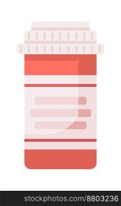 Red vial semi flat color vector object. Editable items. Full size element on white. Liquid medicines. Pills in bottle simple cartoon style illustration for web graphic design and animation. Red vial semi flat color vector object