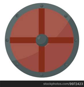 Red Viking shield, illustration, vector on white background