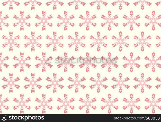 Red vintage bloom and tribal or roots shape pattern on light yellow background. Retro and modern flower pattern style for old or cute design