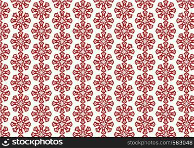 Red Vintage or old blossom and leaves pattern on pastel background. Classic bloom pattern style for design