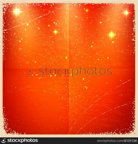 Red vintage retro background with stars. Vector illustration