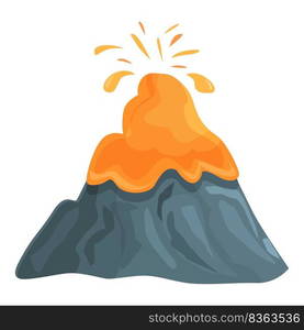 Red volcano icon cartoon vector. Volcanic eruption. Ash active. Red volcano icon cartoon vector. Volcanic eruption