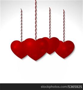 Red volumetric heart vector - congratulation with Valentine&apos;s Day