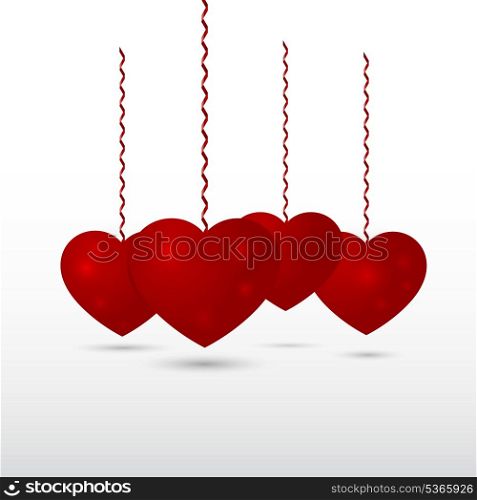 Red volumetric hearts vector