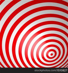 Red volumetric striped background. Concentric circles. Red and white spiral wallpaper. Not trimmed, edges under the mask. Vector illustration.. Red volumetric striped background. Concentric circles. Red and white spiral wallpaper. Not trimmed, edges under the mask.