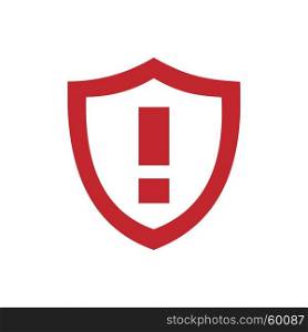 Red warning shield icon on a white background