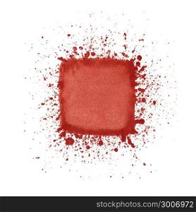 Red watercolor square. Red watercolor square of splashes, design element. Vector illustration
