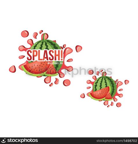 Red Watermelon Fruit Fresh Splash Juice Drink Illustration