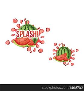 Red Watermelon Fruit Fresh Splash Juice Drink Illustration