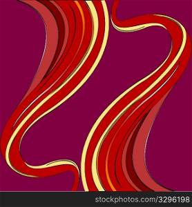 red waves against purple background, abstract vector art illustration