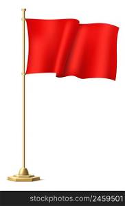 Red waving flag. Sport event banner. Realistic cloth isolated on white background. Red waving flag. Sport event banner. Realistic cloth