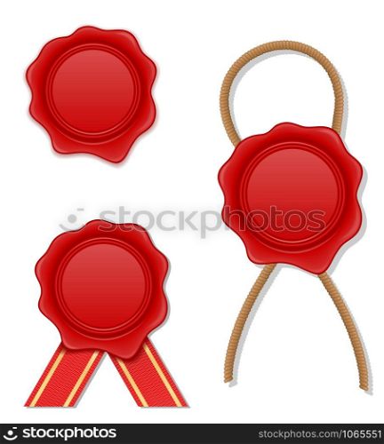 red wax stamp vector illustration isolated on white background