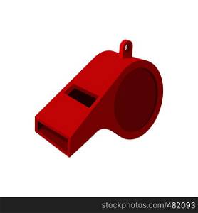 Red whistle cartoon icon isolated on a white background. Red whistle cartoon icon