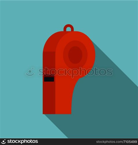 Red whistle icon. Flat illustration of red whistle vector icon for web design. Red whistle icon, flat style