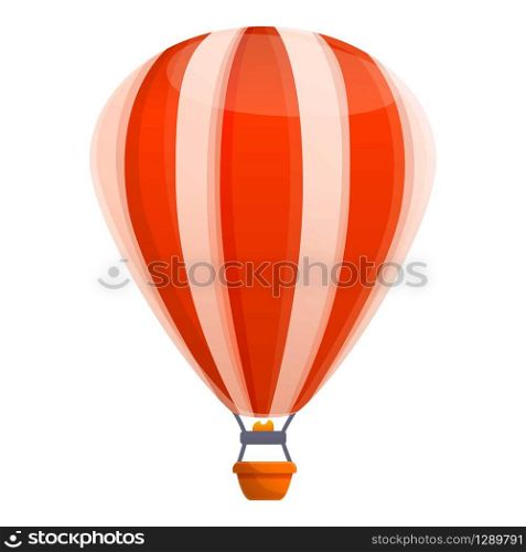 Red white air balloon icon. Cartoon of red white air balloon vector icon for web design isolated on white background. Red white air balloon icon, cartoon style