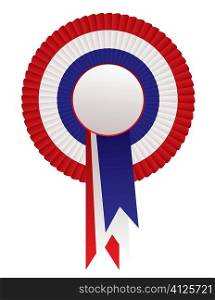 Red white and blue patriotic rosette award with ribbon