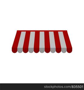 Red white outdoor street tent icon. Flat illustration of red white outdoor street tent vector icon for web isolated on white. Red white outdoor street tent icon, flat style