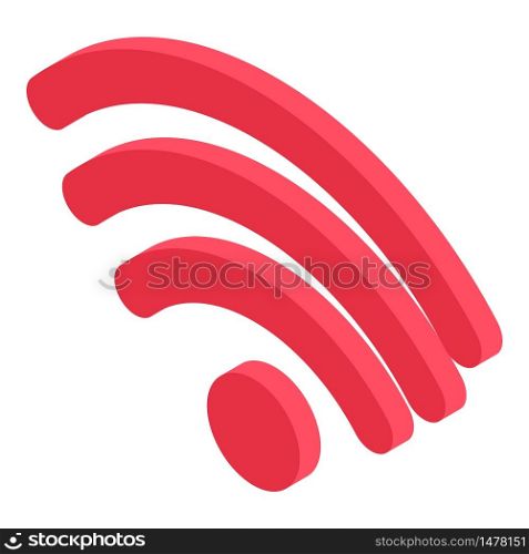 Red wifi icon. Isometric of red wifi vector icon for web design isolated on white background. Red wifi icon, isometric style