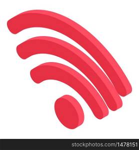 Red wifi icon. Isometric of red wifi vector icon for web design isolated on white background. Red wifi icon, isometric style