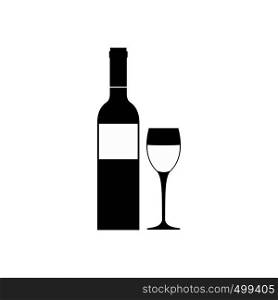 Red wine bottle icon in simple style isolated on white. Red wine bottle icon, simple style